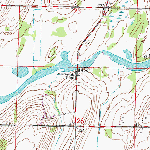Topographic Map of Moravian Cemetery, WI