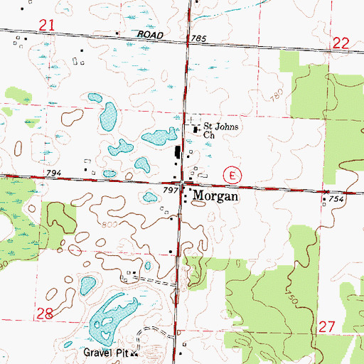 Topographic Map of Morgan, WI