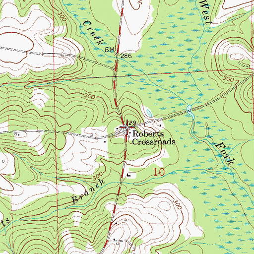 Topographic Map of Roberts Crossroads, AL