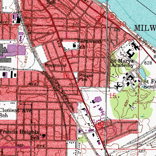 Topographic Map of Morgan Park, WI