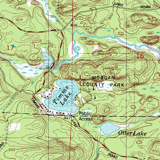 Topographic Map of Morgan County Park, WI