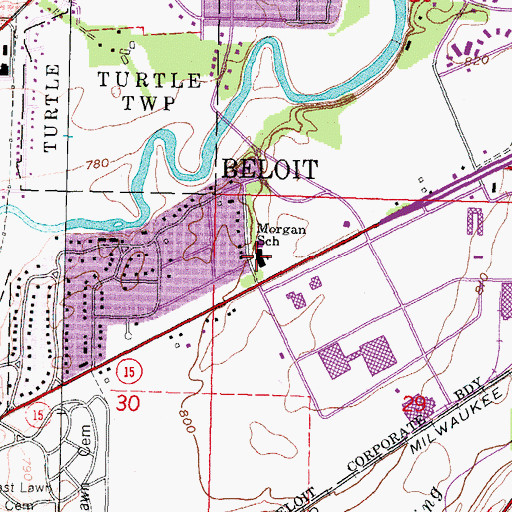 Topographic Map of Morgan Elementary School, WI