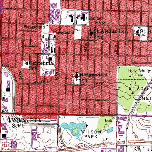 Topographic Map of Morgandale Elementary School, WI
