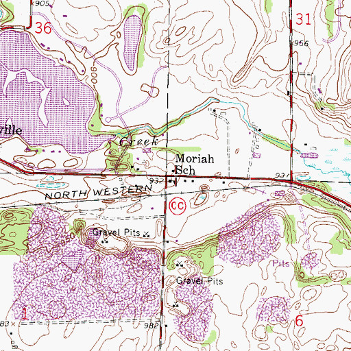 Topographic Map of Moriah School, WI