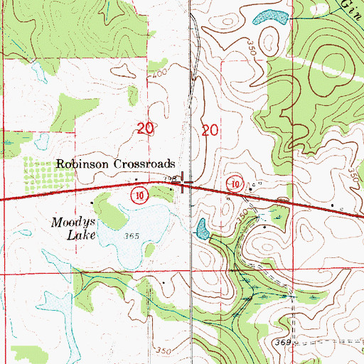 Topographic Map of Robinson Crossroads, AL