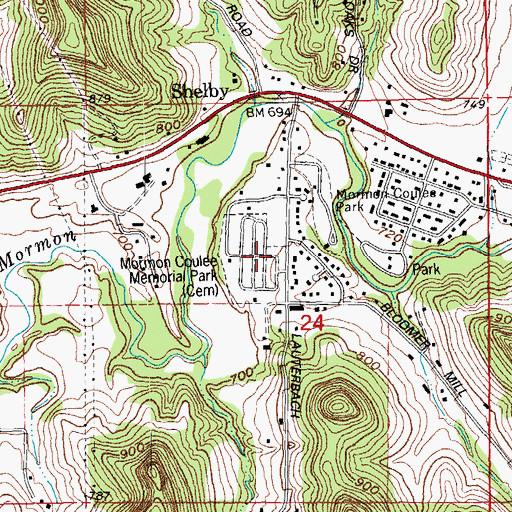 Topographic Map of Mormon Coulee Memorial Park, WI