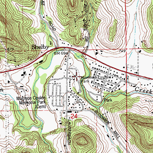 Topographic Map of Mormon Coulee Park, WI