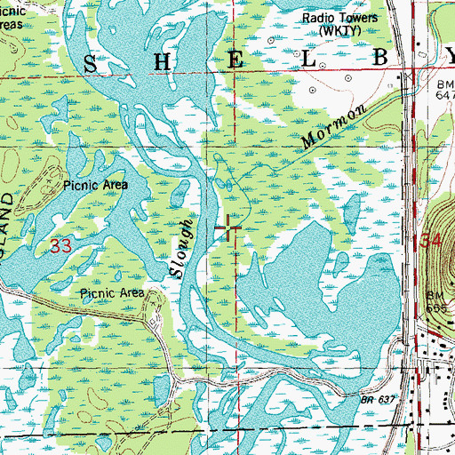 Topographic Map of Mormon Creek, WI