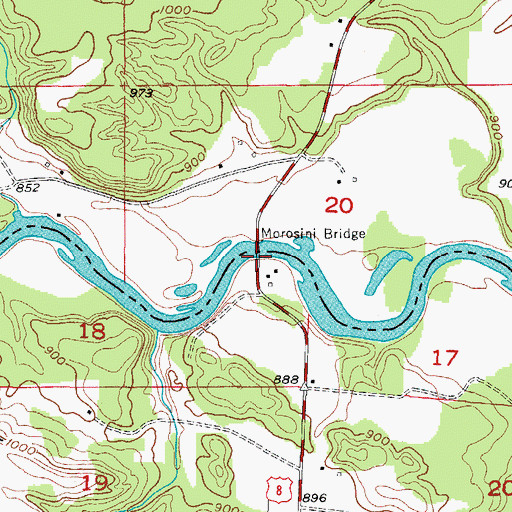 Topographic Map of Morosini Bridge, WI