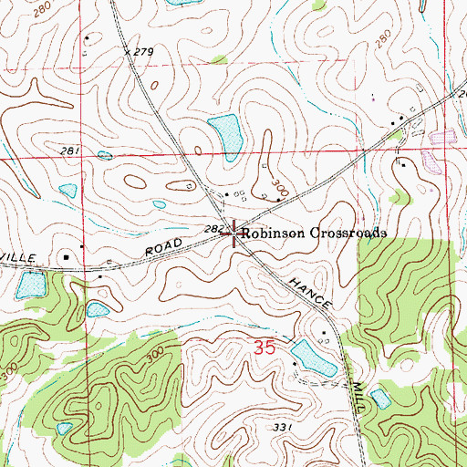 Topographic Map of Robinson Crossroads, AL