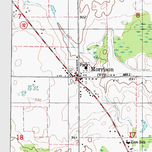 Topographic Map of Morrison, WI