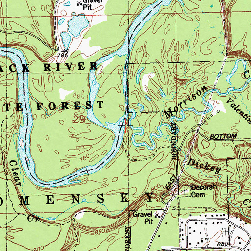 Topographic Map of Morrison Creek, WI