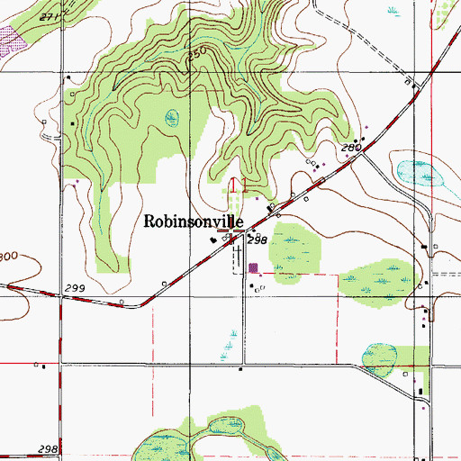 Topographic Map of Robinsonville, AL
