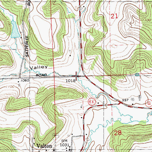 Topographic Map of Mortimer Valley, WI