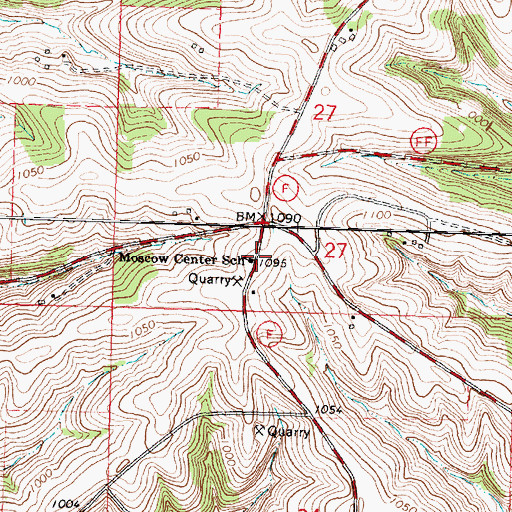 Topographic Map of Moscow Center School, WI
