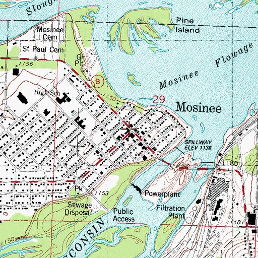Topographic Map of Mosinee, WI