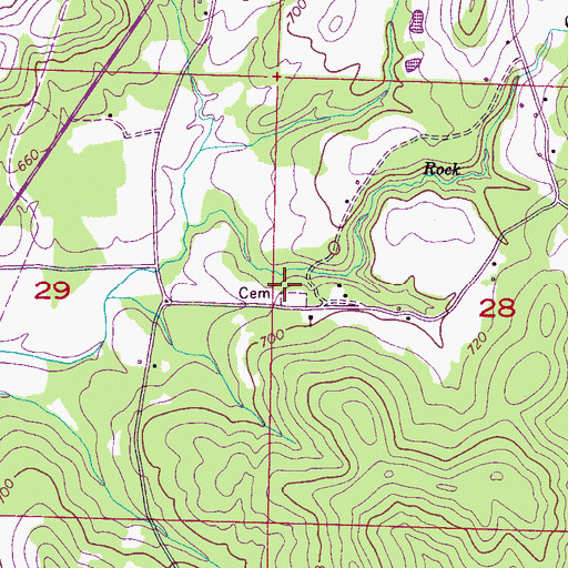 Topographic Map of Rock Creek, AL