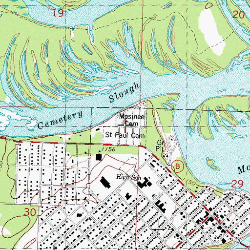 Topographic Map of Mosinee Cemetery, WI