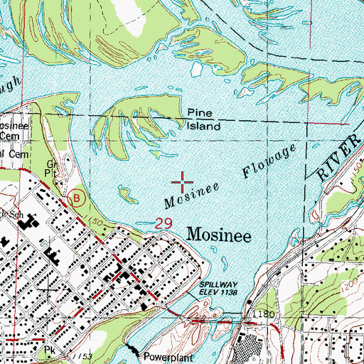 Topographic Map of Mosinee Flowage, WI