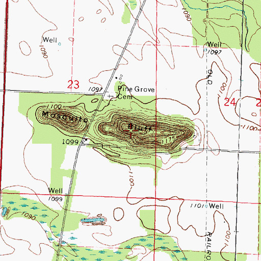 Topographic Map of Mosquito Bluff, WI
