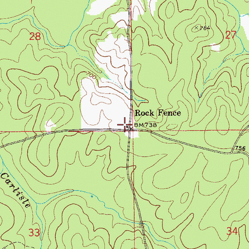 Topographic Map of Rock Fence, AL