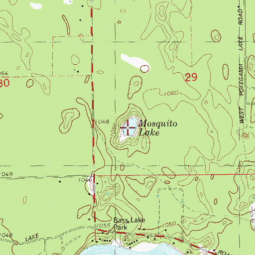 Topographic Map of Mosquito Lake, WI