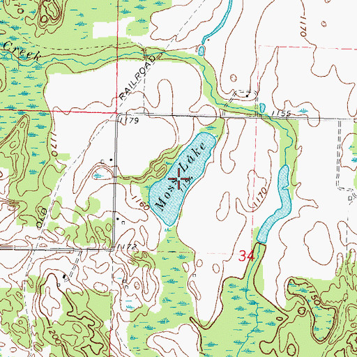 Topographic Map of Moss Lake, WI