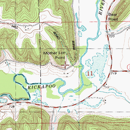Topographic Map of Mother Lot Point, WI