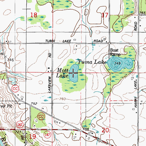 Topographic Map of Mott Lake, WI