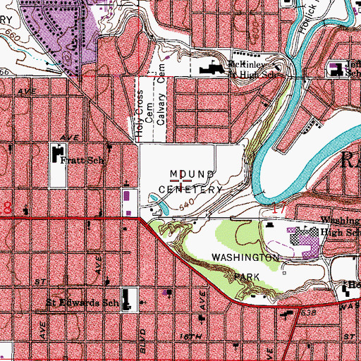 Topographic Map of Mound Cemetery, WI