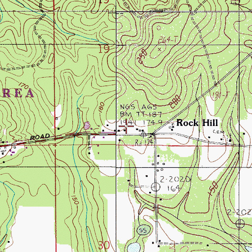 Topographic Map of Rock Hill, AL