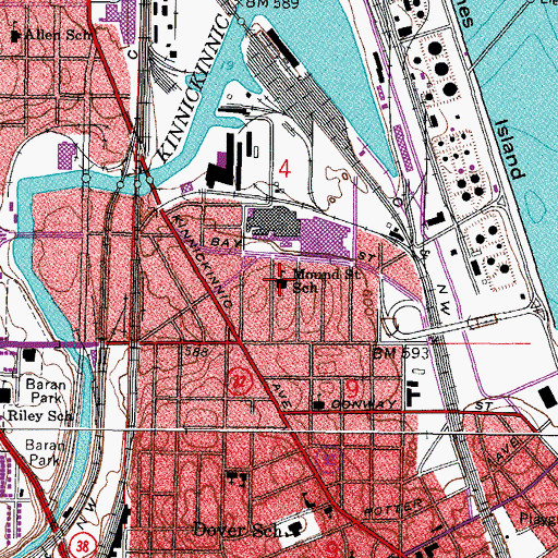 Topographic Map of Mound Street School, WI