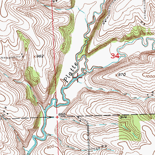 Topographic Map of Mounds Branch, WI