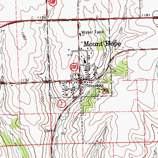 Topographic Map of Mount Hope, WI