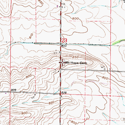 Topographic Map of Mount Hope Cemetery, WI
