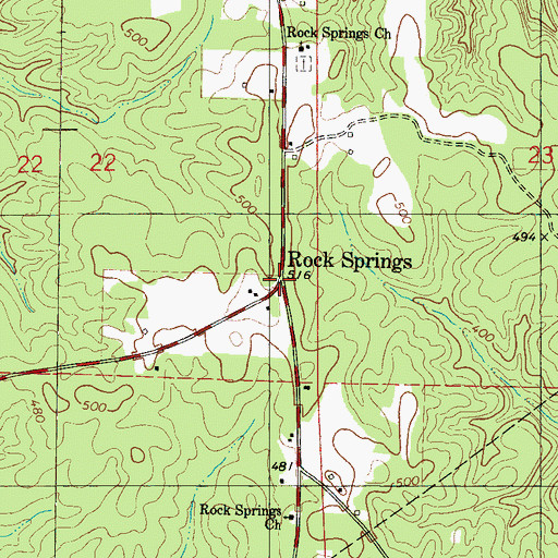 Topographic Map of Rock Springs, AL