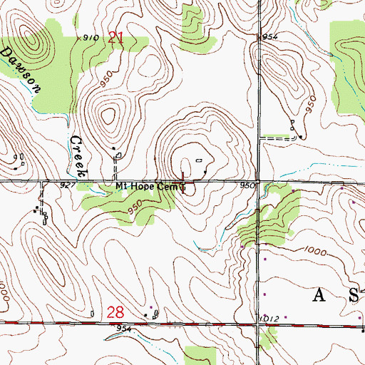 Topographic Map of Mount Hope Cemetery, WI