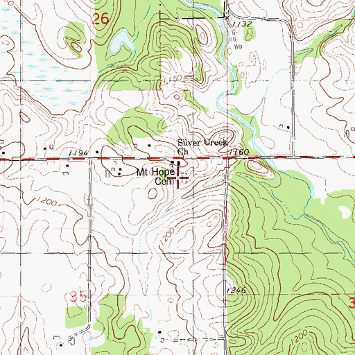 Topographic Map of Mount Hope Cemetery, WI