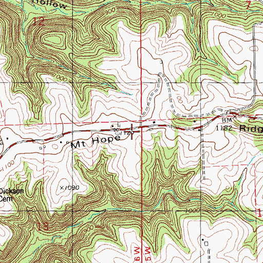 Topographic Map of Mount Hope Ridge, WI