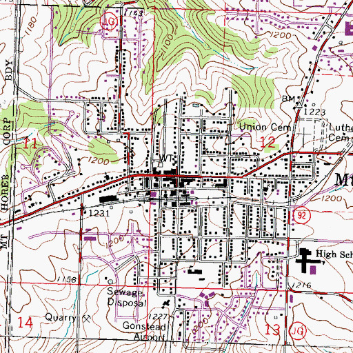 Topographic Map of Mount Horeb, WI