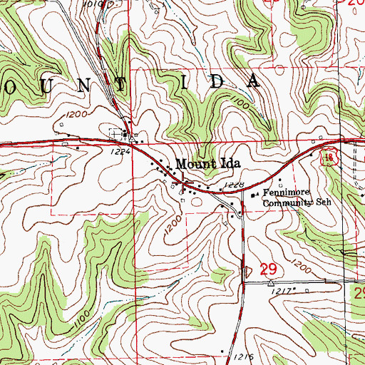 Topographic Map of Mount Ida, WI