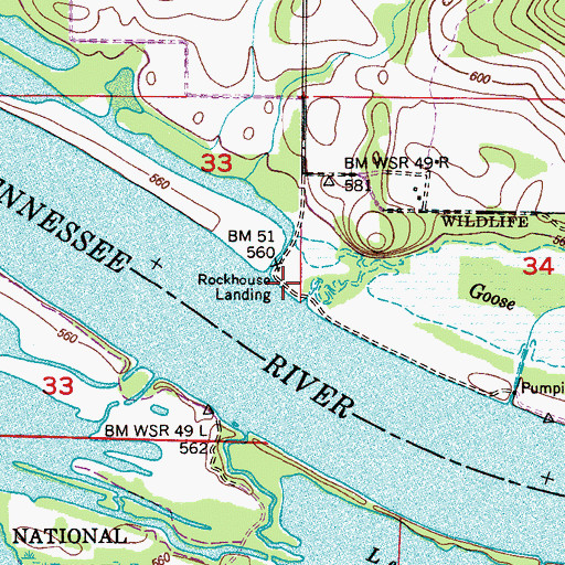 Topographic Map of Rockhouse Landing, AL