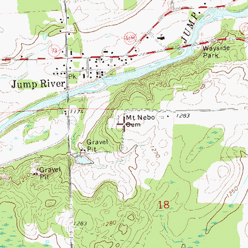 Topographic Map of Mount Nebo Cemetery, WI