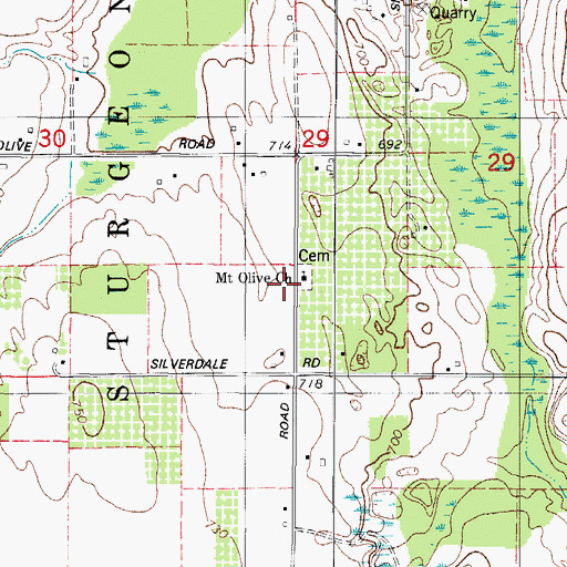 Topographic Map of Mount Olive Church, WI