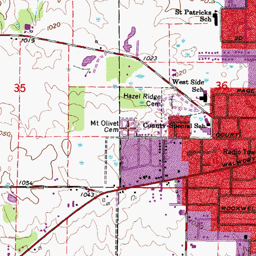 Topographic Map of Mount Olivet Cemetery, WI