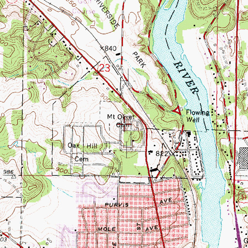 Topographic Map of Mount Olivet Cemetery, WI