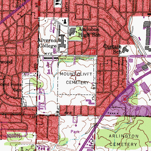 Topographic Map of Mount Olivet Cemetery, WI