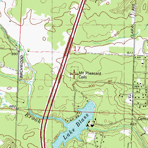 Topographic Map of Mount Pleasant Cemetery, WI