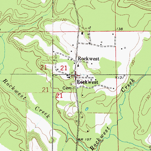 Topographic Map of Rockwest, AL
