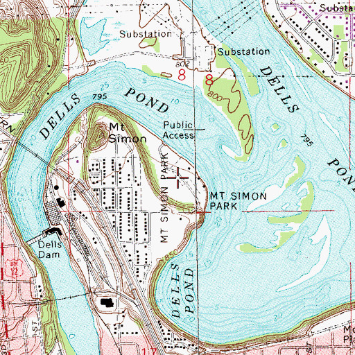 Topographic Map of Mount Simon Park, WI